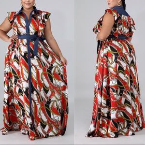 Chained Denim Maxi Dress